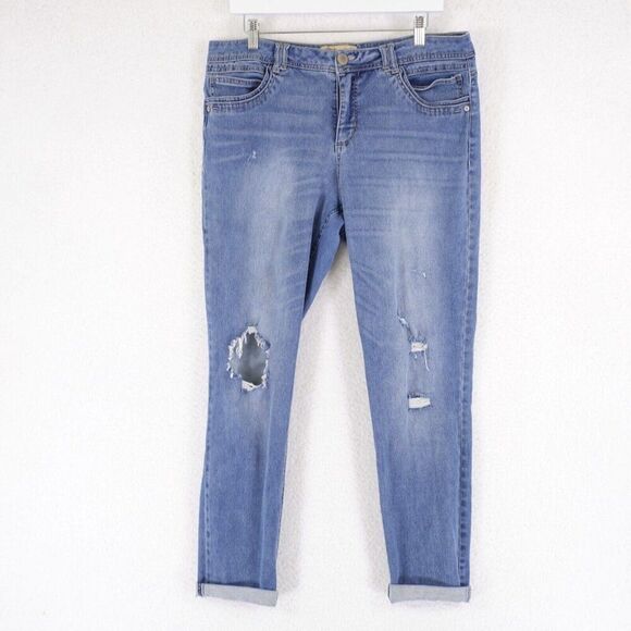 Democracy Freedom Jegging Light Blue Denim Jeans Size 14 35/28 Factory Distresse - Picture 1 of 9